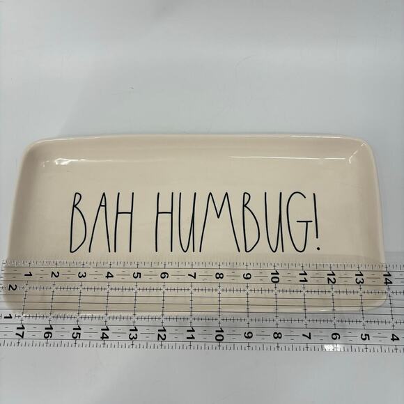 Rae Dunn Bah Humbug Serving Platter Tray Christmas Holiday Rectangle Plate Ivory - Picture 8 of 9